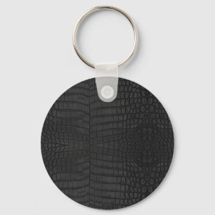  Printed Faux Black Crocodile Texture Keychain