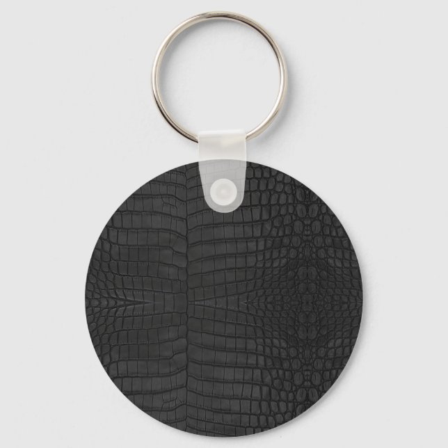  Printed Faux Black Crocodile Texture Keychain (Front)