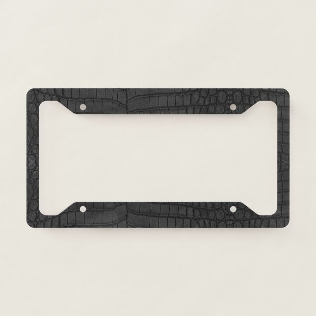  Printed Faux Black Crocodile Texture License Plate Frame (Front)