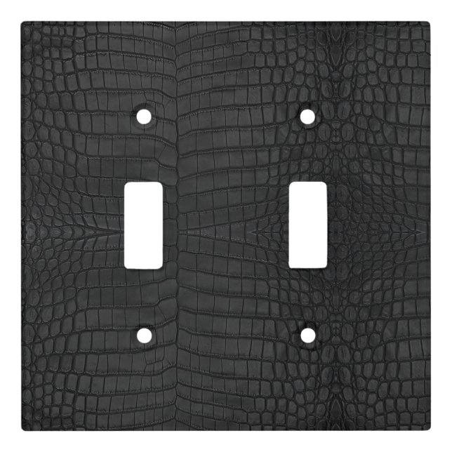  Printed Faux Black Crocodile Texture Light Switch Cover (Front)