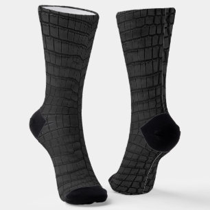  Printed Faux Black Crocodile Texture Socks