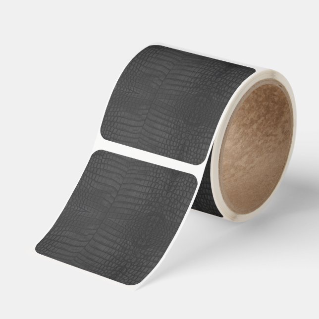  Printed Faux Black Crocodile Texture Square Sticker (Roll)