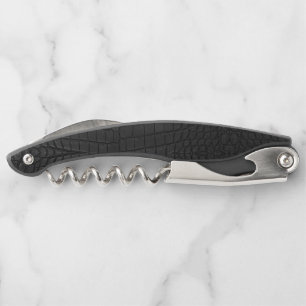  Printed Faux Black Crocodile Texture Waiter's Corkscrew