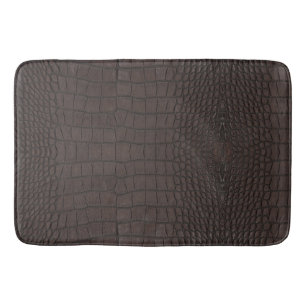Printed Faux Brown Alligator Texture Bath Mat