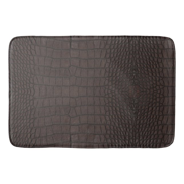 Printed Faux Brown Alligator Texture Bath Mat (Front)