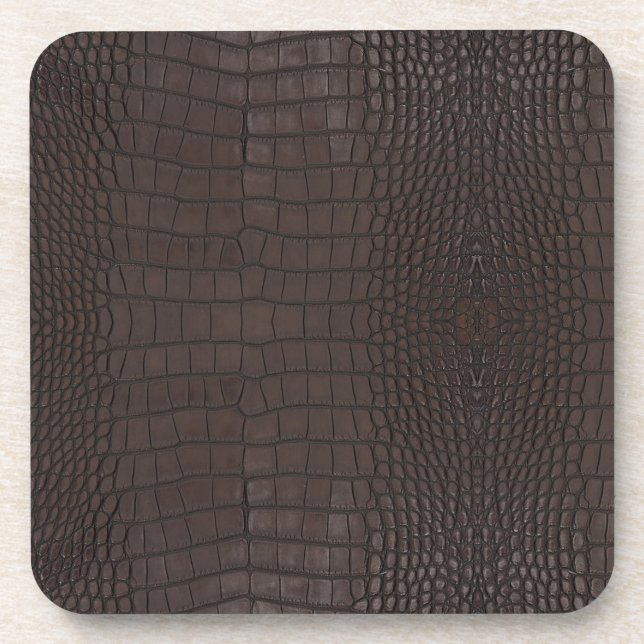 Printed Faux Brown Alligator Texture Beverage Coaster (Front)