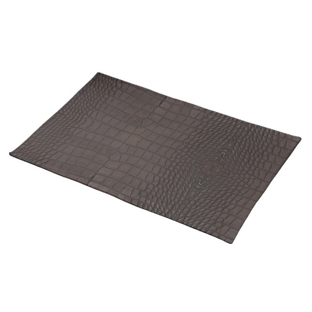 Printed Faux Brown Alligator Texture Cloth Placemat (On Table)