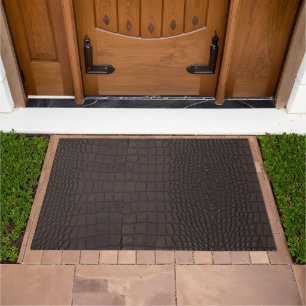 Printed Faux Brown Alligator Texture Doormat