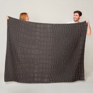 Printed Faux Brown Alligator Texture Fleece Blanket