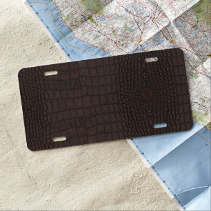Printed Faux Brown Alligator Texture License Plate