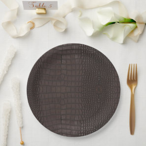 Printed Faux Brown Alligator Texture Paper Plates