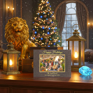 Printed Faux Brown Alligator Texture Photo Holiday Card