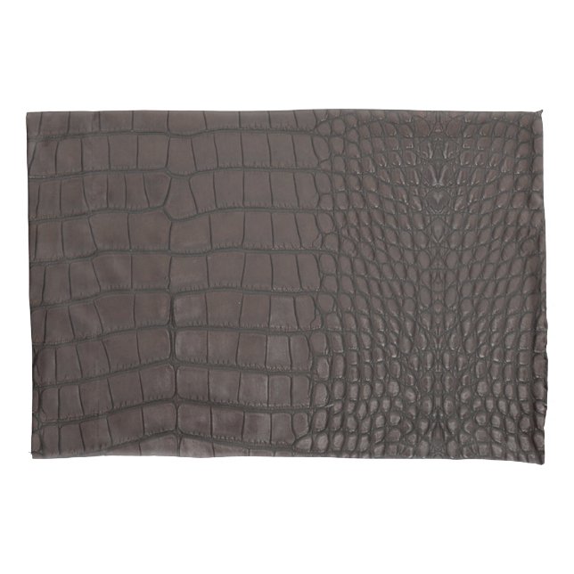 Printed Faux Brown Alligator Texture Pillow Case (Front)