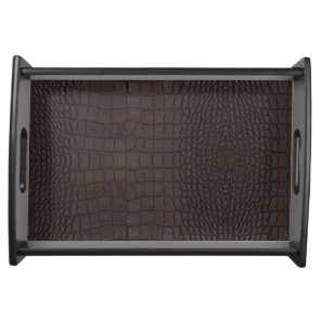 Printed Faux Brown Alligator Texture Serving Tray