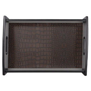Printed Faux Brown Alligator Texture Serving Tray