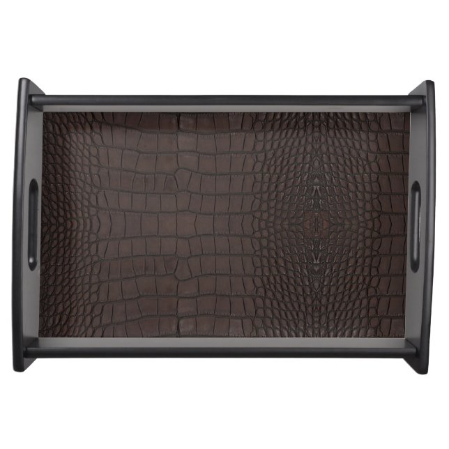Printed Faux Brown Alligator Texture Serving Tray (Front)