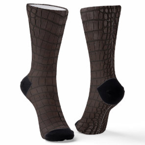 Printed Faux Brown Alligator Texture Socks