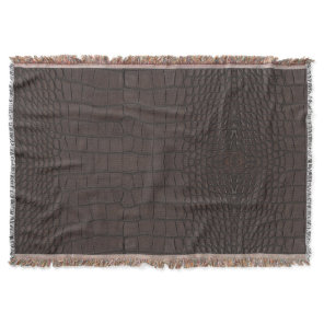 Printed Faux Brown Alligator Texture Throw Blanket