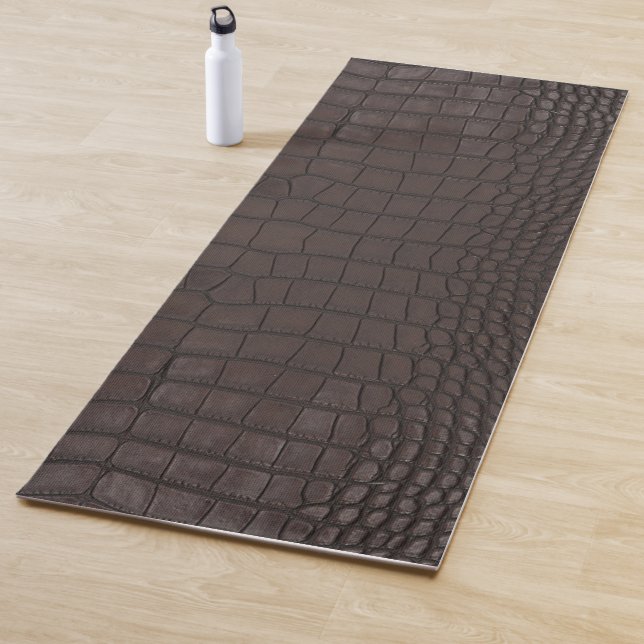 Printed Faux Brown Alligator Texture Yoga Mat (In Situ)
