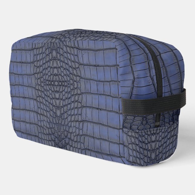 Printed Faux Cobalt Alligator Texture Dopp Kit (Left Corner)