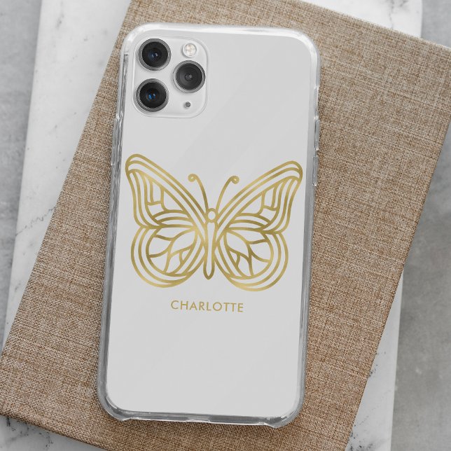 Printed Faux Gold Foil Geometric Butterfly Speck iPhone Case (Creator Uploaded)