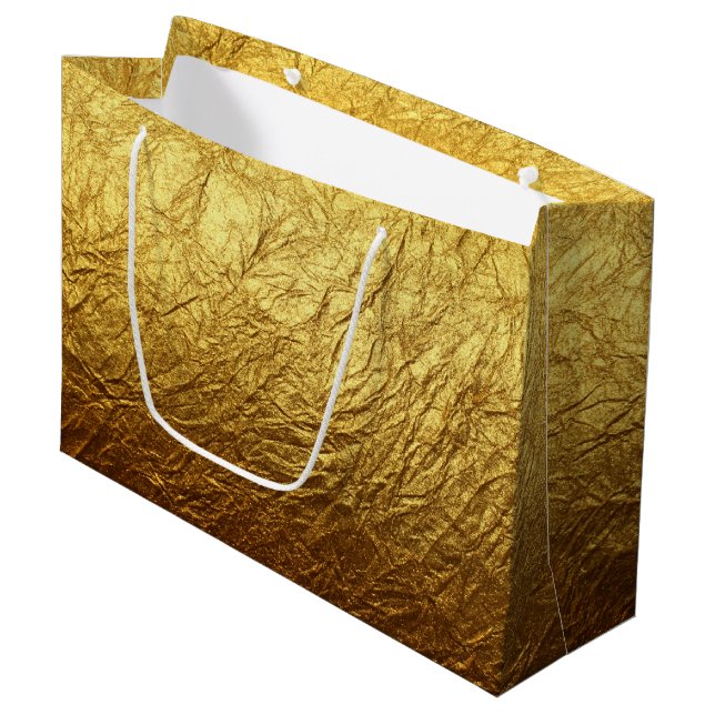 Printed Faux Gold Foil Modern Wedding Party Large Gift Bag (Front Angled)