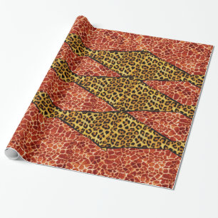 PRINTED GIRAFFE, LEOPARD FUR RIBBON WRAPPING PAPER