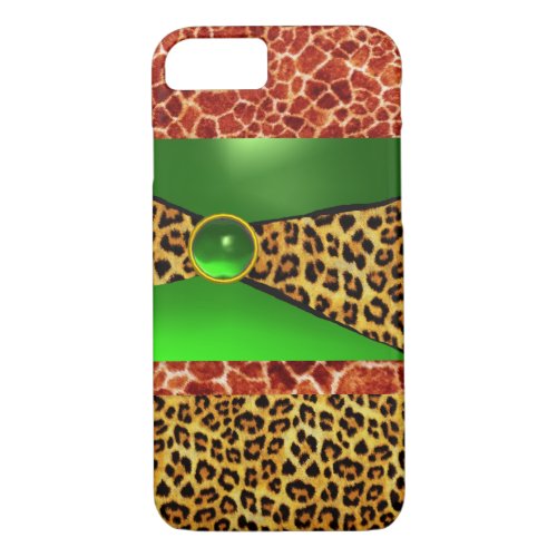 PRINTED GIRAFFE LEOPARD SKIN GREEN EMERALD GEM iPhone 87 CASE