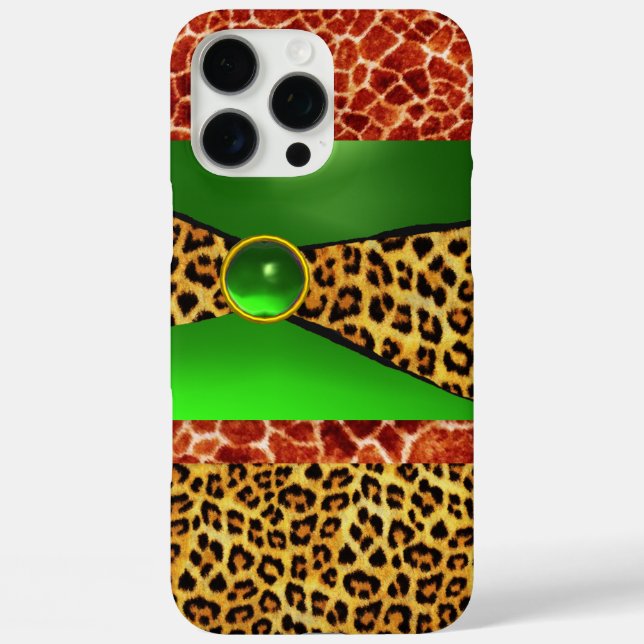 PRINTED GIRAFFE LEOPARD SKIN GREEN EMERALD GEM Case-Mate iPhone CASE (Back)