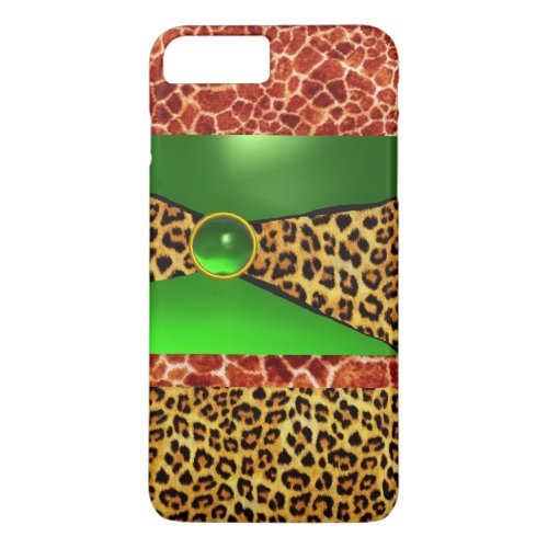 PRINTED GIRAFFE LEOPARD SKIN GREEN EMERALD GEM iPhone 8 PLUS7 PLUS CASE