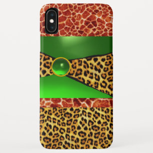 PRINTED GIRAFFE LEOPARD SKIN GREEN EMERALD GEM iPhone XS MAX CASE