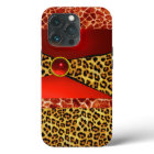 PRINTED GIRAFFE LEOPARD SKIN RED RUBY GEMSTONE