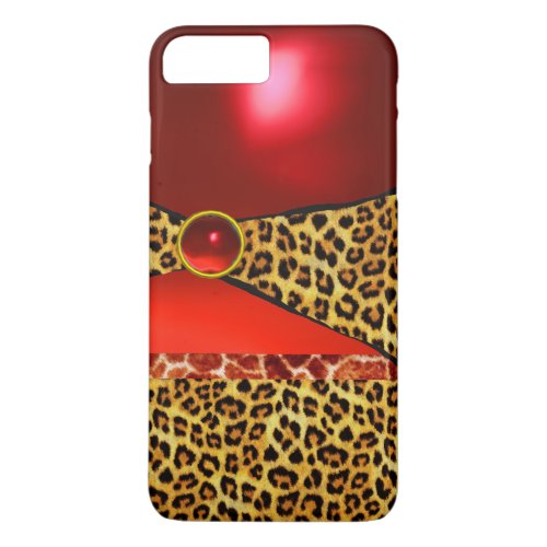 PRINTED GIRAFFE LEOPARD SKIN RED RUBY GEMSTONE iPhone 8 PLUS7 PLUS CASE