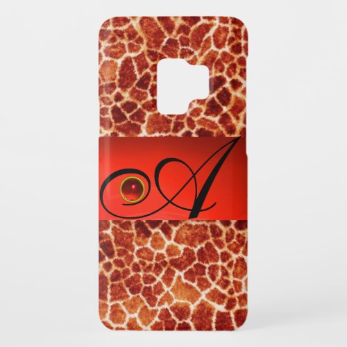 PRINTED GIRAFFE SKIN RED RUBY GEMSTONE MONOGRAM Case_Mate SAMSUNG GALAXY S9 CASE