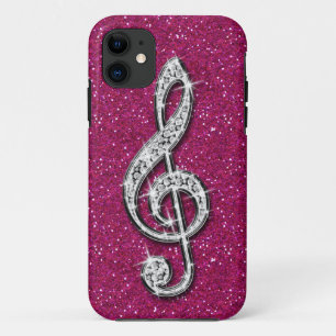Printed Glitzy Sparkly Diamond Music Note iPhone 11 Case