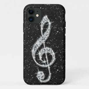 Printed Glitzy Sparkly Diamond Music Note iPhone 11 Case