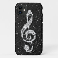 Printed Glitzy Sparkly Diamond Music Note