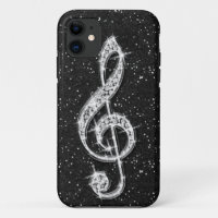 Printed Glitzy Sparkly Diamond Music Note
