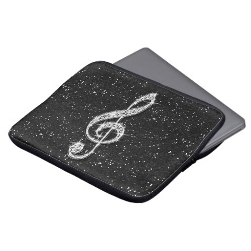 Printed Glitzy Sparkly Diamond Music Note Laptop Sleeve