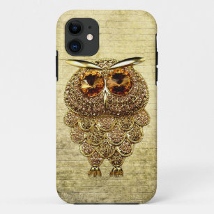 Printed Gold & Amber Owl Jewel iPhone 11 Case