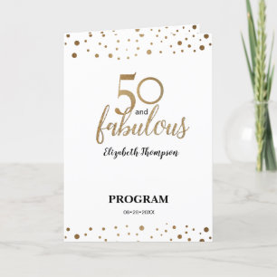 Printed Gold Confetti 50 and fabulous Birthday Program