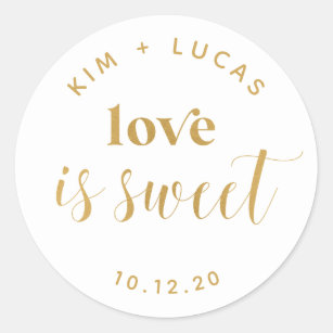 Love is sweet enjoy a treat wedding favor candy stickers 20 labels