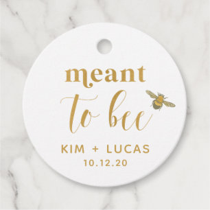 Printed Gold Meant to Bee Honey Wedding Favor Tags