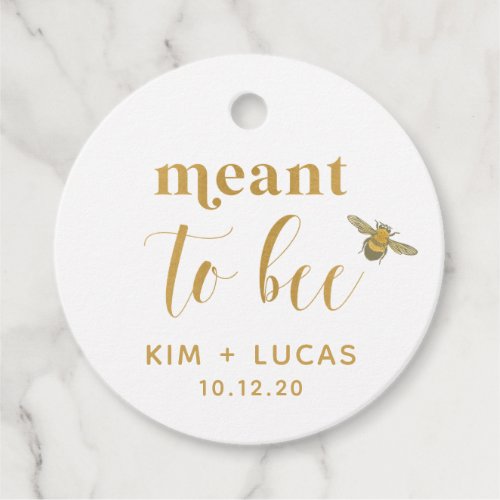 Printed Gold Meant to Bee Honey Wedding Favor Tags