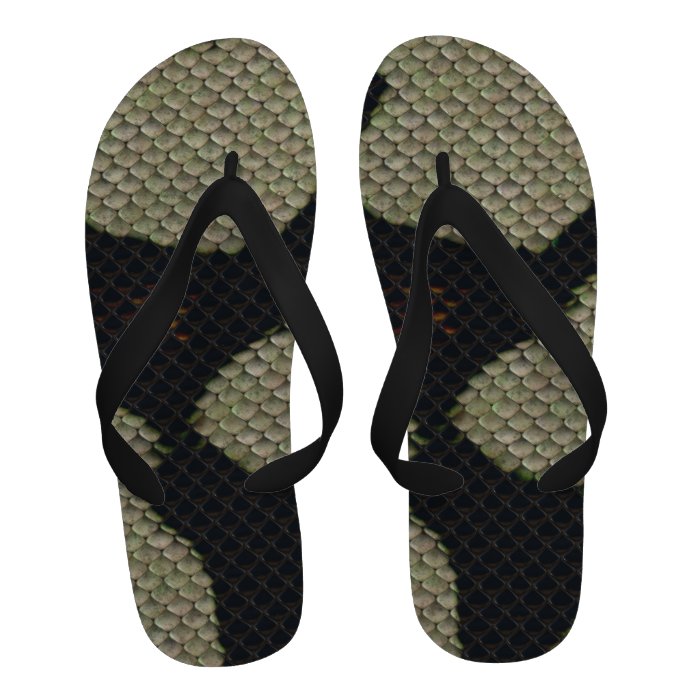 Printed Graphic Snake Skin Tan Black Scales Art Flip Flops