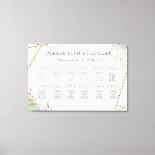 Printed Green Gold Seating Chart Foam Board Canvas