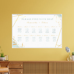 Printed Green Gold Seating Chart Foam Board Canvas Print