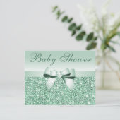 Printed Green Sequins, Bow & Diamond Baby Shower Invitation (Standing Front)