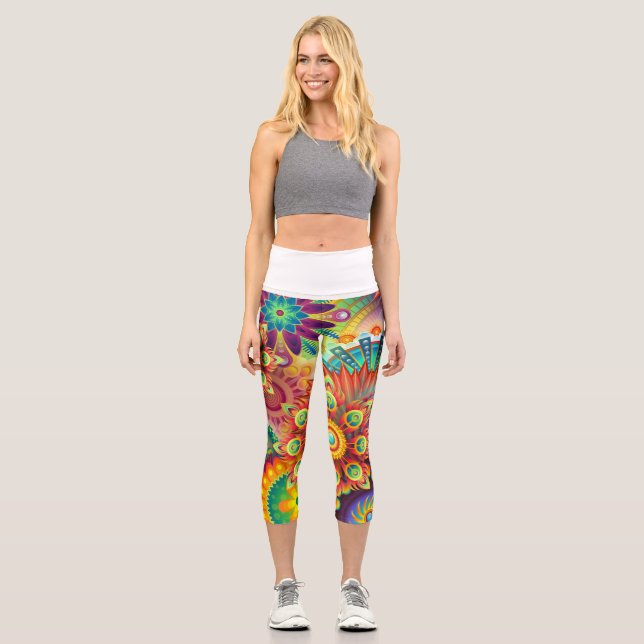 printed High Waisted Capris (Front)