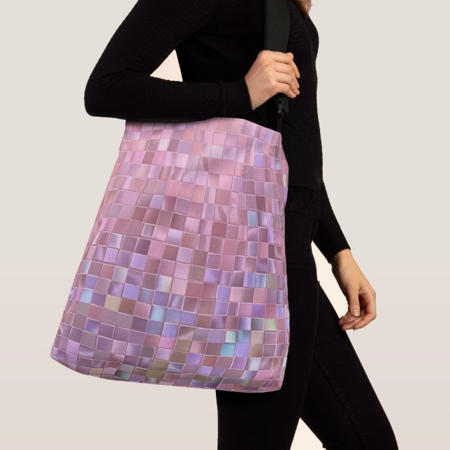 Printed Hologram Pink Mosaic  Crossbody Bag (Close Up)